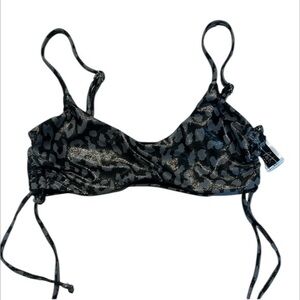 Ris-K shore top metallic leopard print bikini swim top size XS NWT